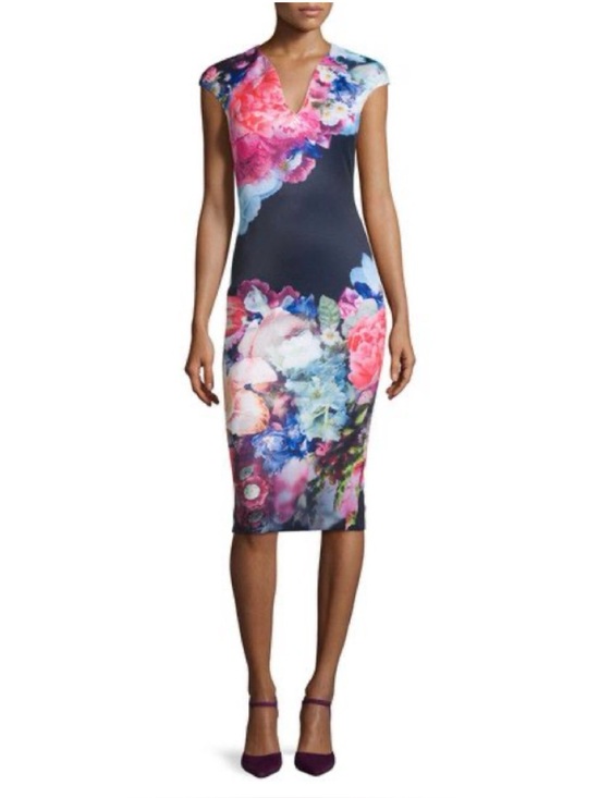 Ted Baker Dresses & Skirts - NWT TED BAKER BLACK BRYNEE FLORAL SCUBA SHEATH DRESS SIZE 2(TED BAKER)